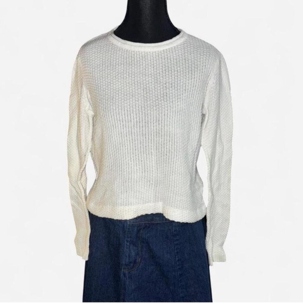✨ Vintage-Inspired White Waffle Knit Sweater (S) ✨